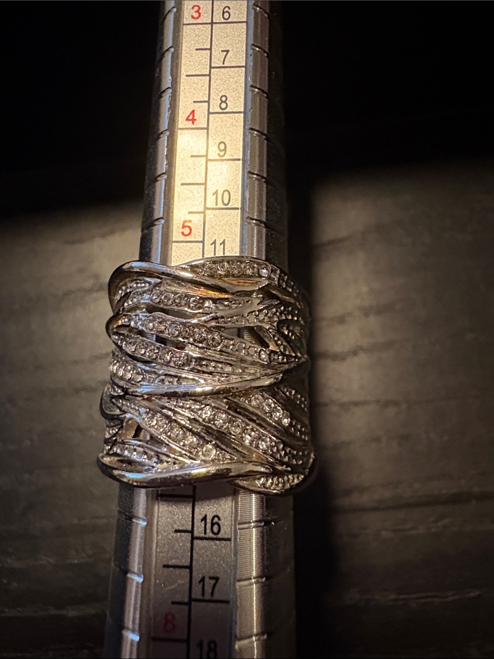 Silver-Tone Multi-Row Crystal Wrap Ring - Sparkling Statement J24